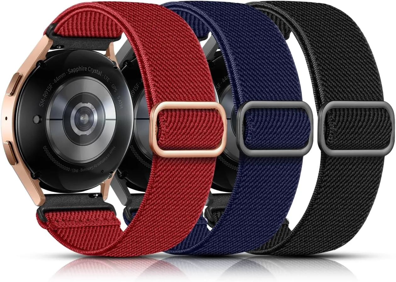 Lerobo Elastic Bands Compatible with Galaxy Watch 7/6/5/4 40mm 44mm/Galaxy Watch 6 4 Classic Band 43mm 47mm 42mm 46mm/Galaxy Watch 5 Pro 45mm/Active 2,3Pack 20mm Soft Nylon Band