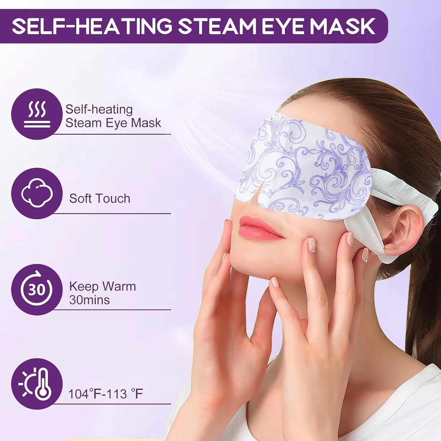 XPCARE 24 Pack Steam Eye Mask Disposable for Dry Eyes Cornea Care-Lavender