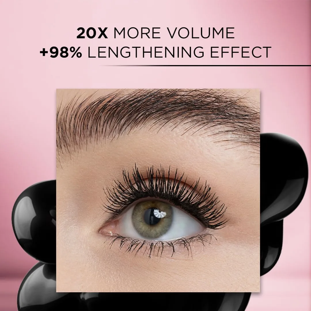 L'Oreal Paris Voluminous Lash Paradise Washable Mascara, Volumizing, Lengthening and Thickening Eye Makeup For Fuller-Looking Lashes, Blackest Black, 0.28 Fl Oz (Pack of 2) (Packaging May Vary)