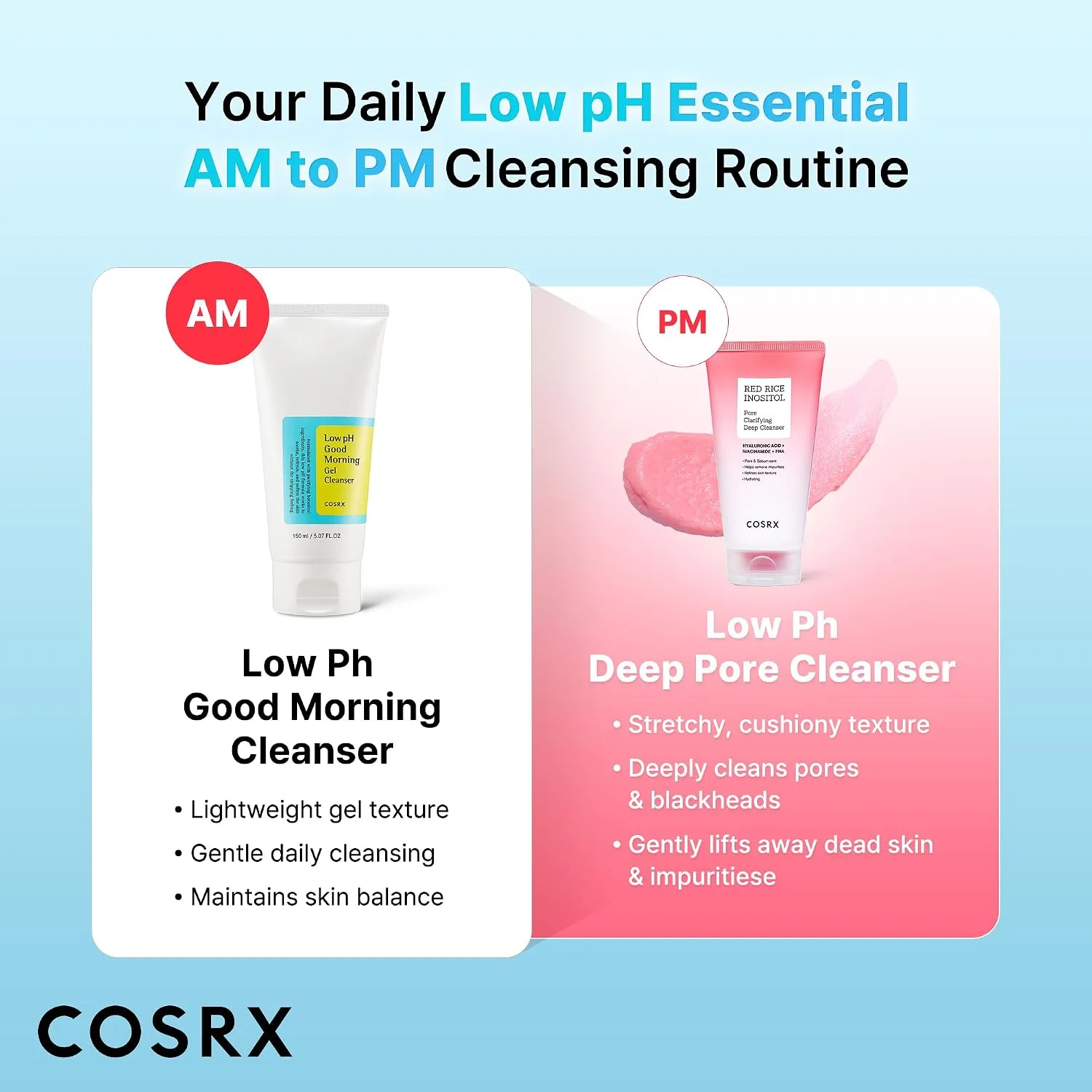 COSRX Low pH Good Morning Gel Face Cleanser, Gentle Face Wash, 5.07 fl oz