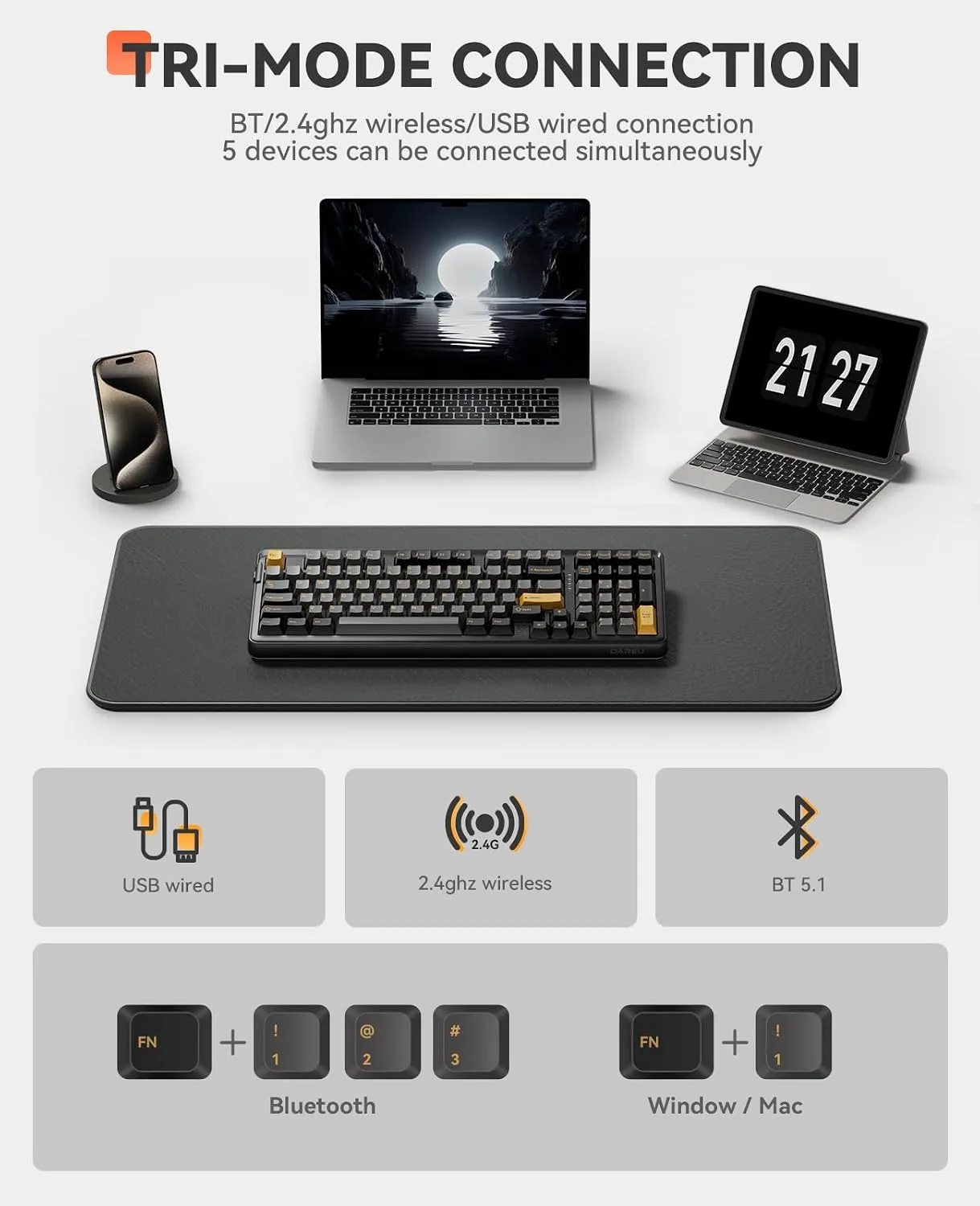 DAREU EK98pro Wireless Mechanical Keyboard,96% Creamy Gaming Keyboard with Number Pad,Tri-Mode BT/2.4GHz/USB-C,Pre-lubed Linear Switches,Gasket Structure,Hot Swappable Custom,Backlit for Win/Mac