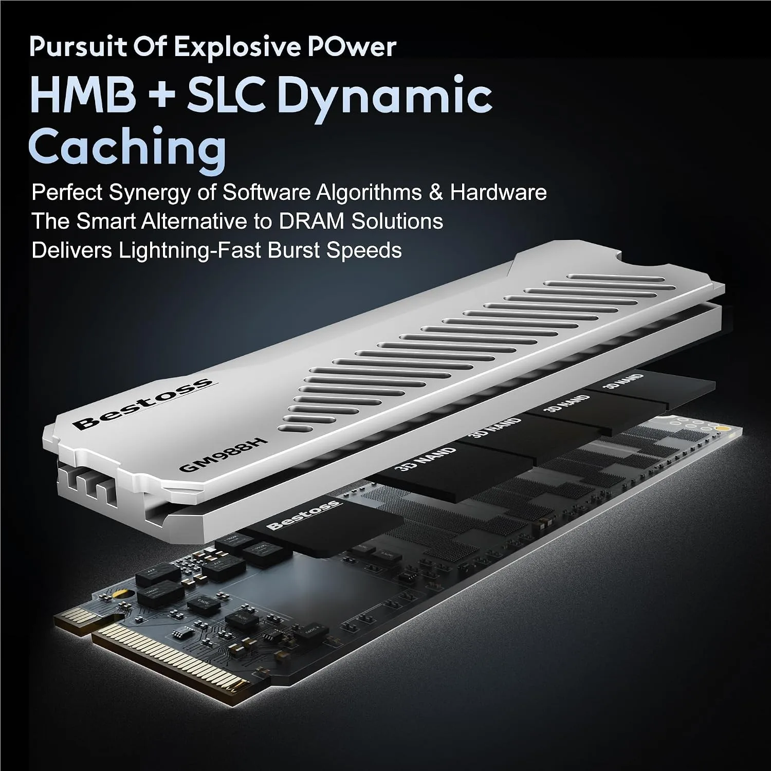 Bestoss 1TB PCIe Gen4 NVMe M.2 2280 SSD with Heatsink,PS5 Storage,7350MB/s