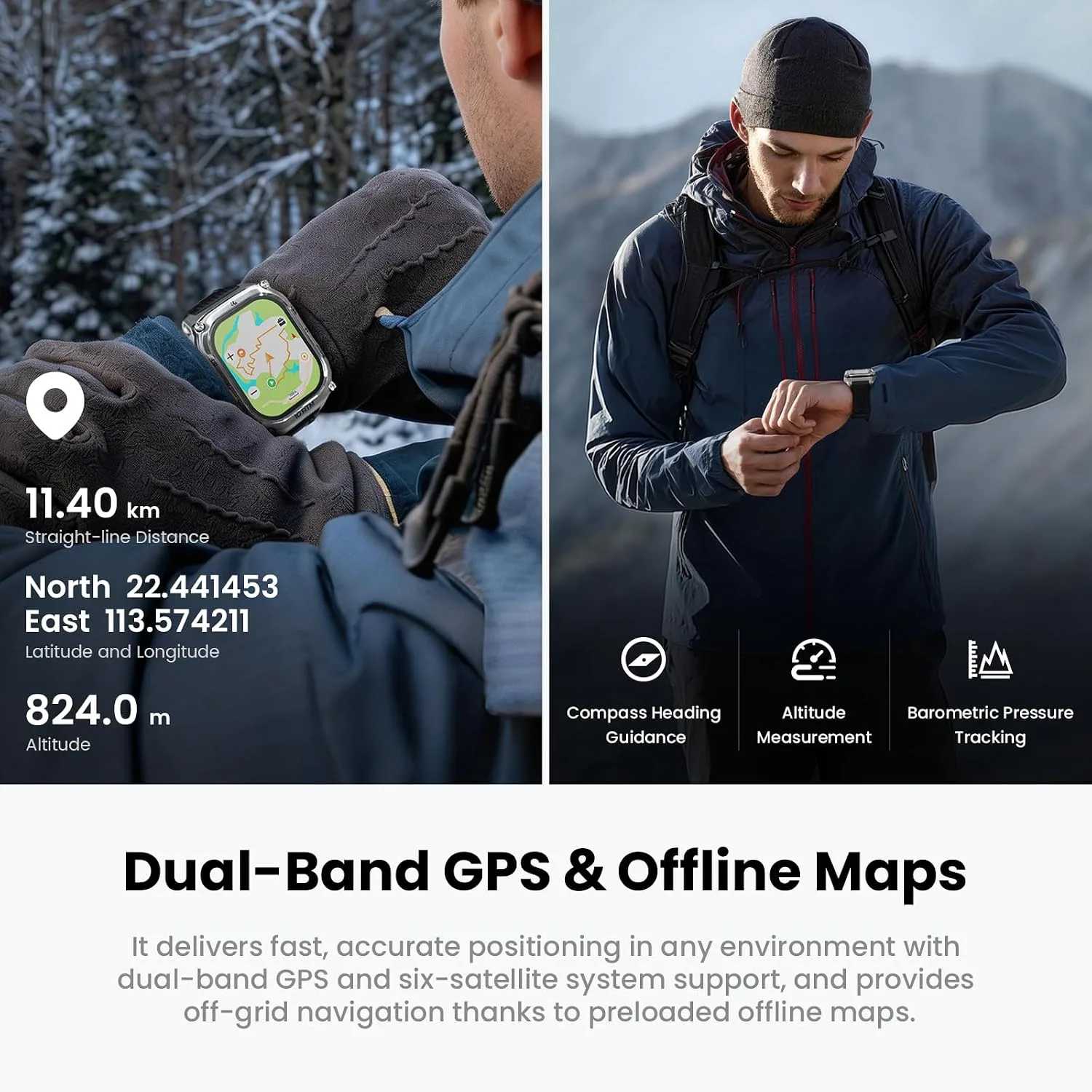KOSPET Tank M4 Special Edition Smart Watch with Dual-Band GPS, Offline Maps
