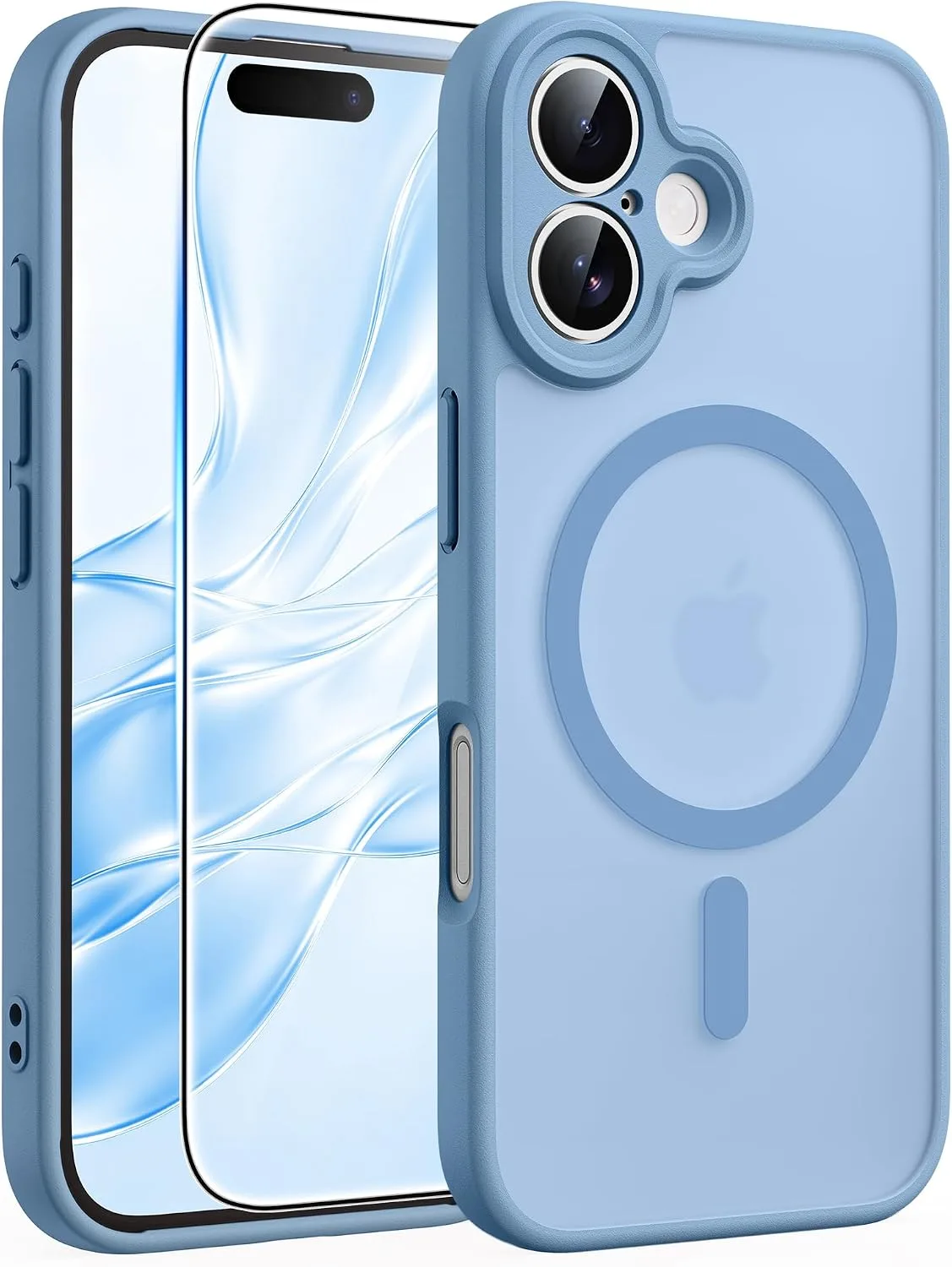 FNTCASE for iPhone 16 Plus Case Fit for MagSafe Light Blue