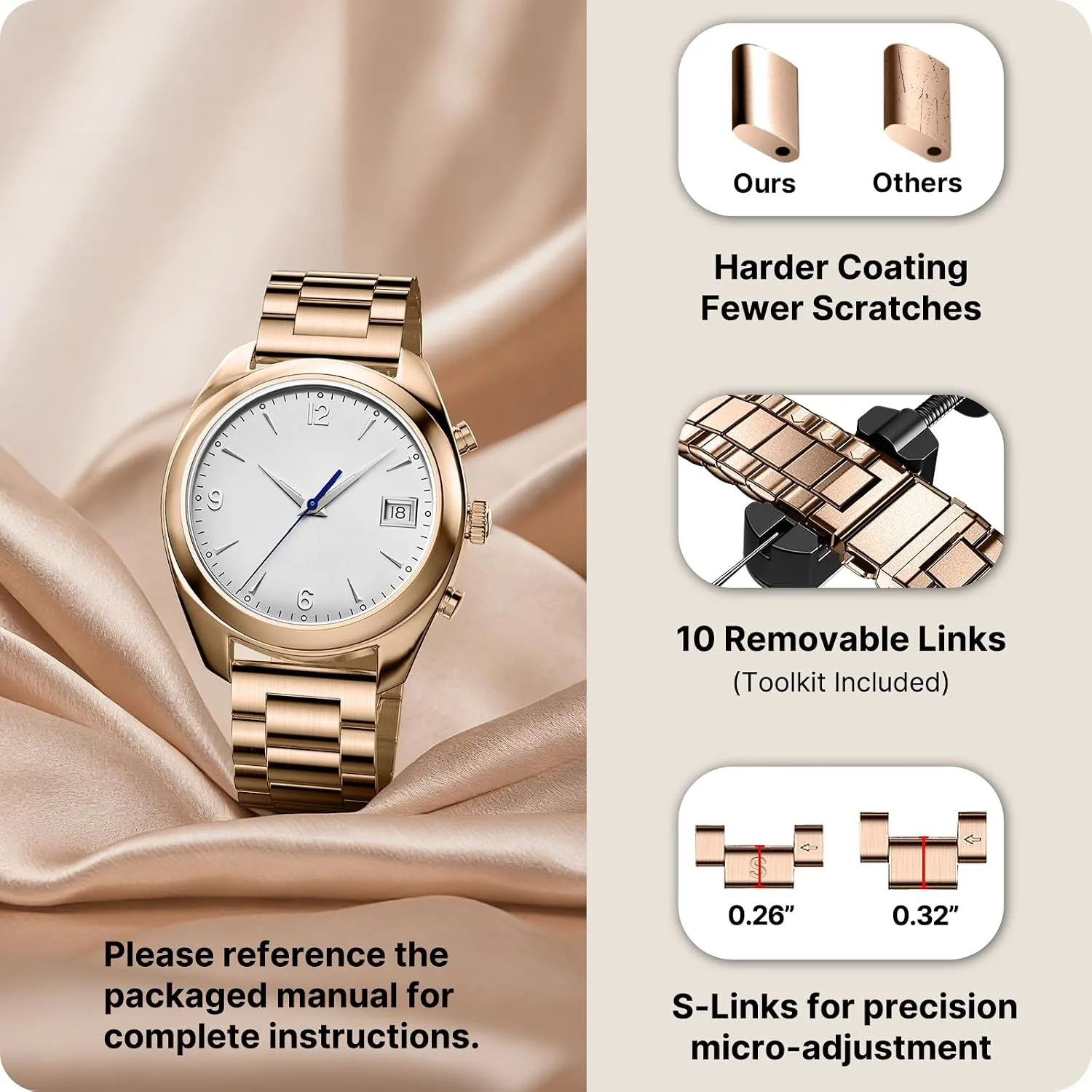 Fullmosa 20mm Quick Release Metal Watch Band for Garmin Samsung