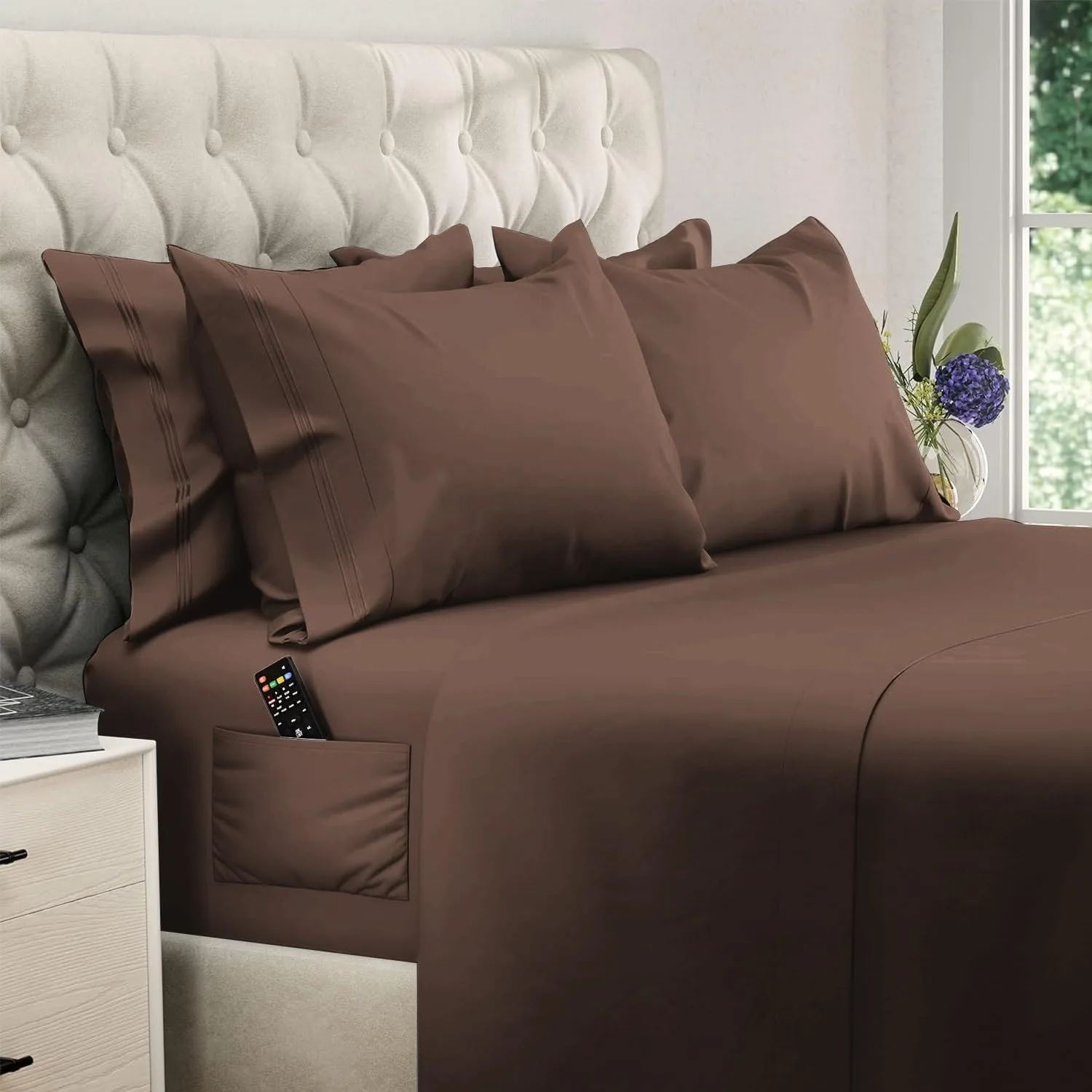 DREAMCARE King Size Sheets Set - 6 pcs Breathable Cooling Sheets King Size