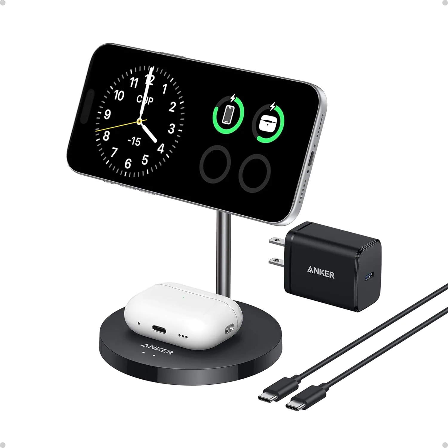 Anker MagGo 2-in-1 MagSafe Compatible Qi2 15W Wireless Charging Stand