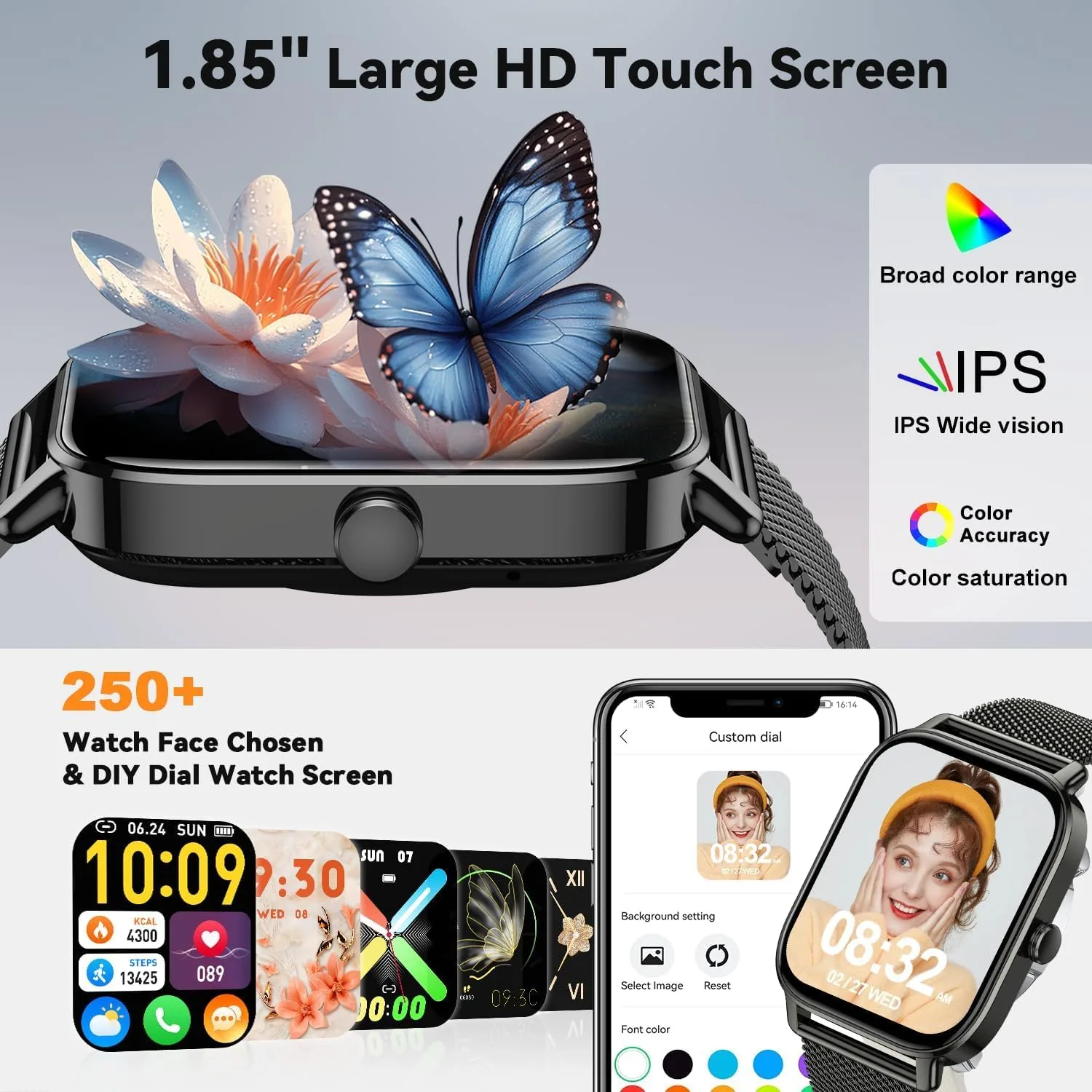 Smart Watch for Men Women Fitness Tracker: Waterproof Bluetooth Call Answer Make Smart Watches for Android iPhone Digital Mens Watches Activity Smartwatch Pedometer Heart Rate Monitor 120 Sports Model