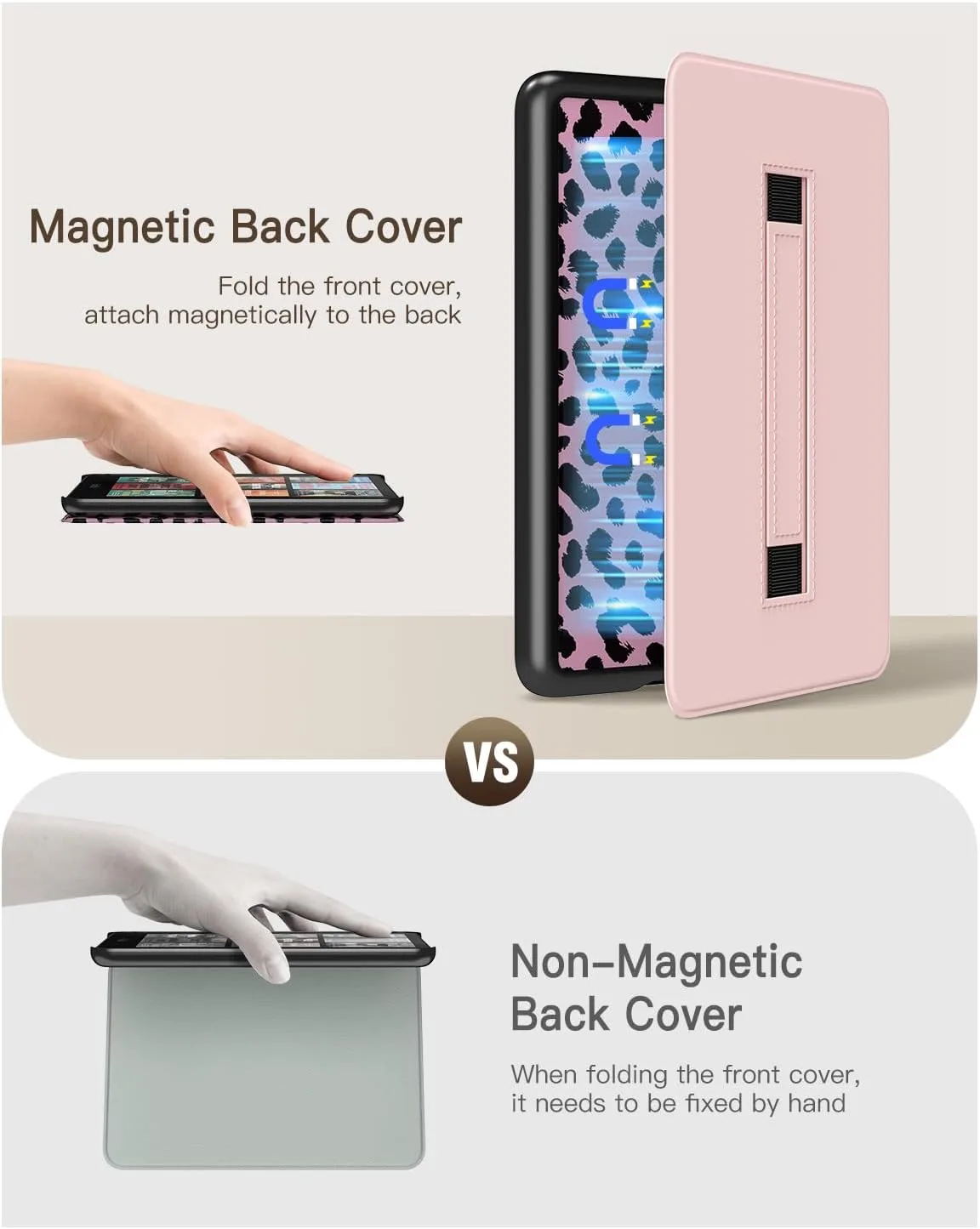 MoKo Case for 7" Kindle Paperwhite 12th Gen 2024, Light Pink Leopard