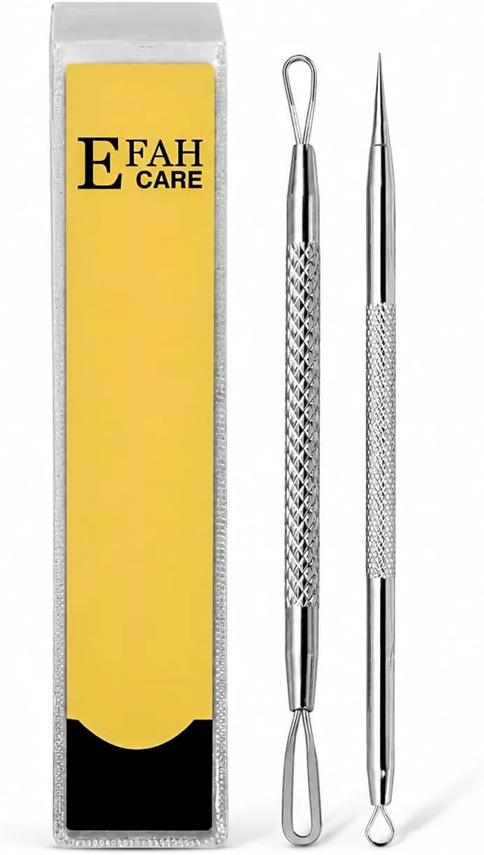 2Pcs Stainless Steel Pimple Extractor Acne Tool Surgical Blackhead Remover