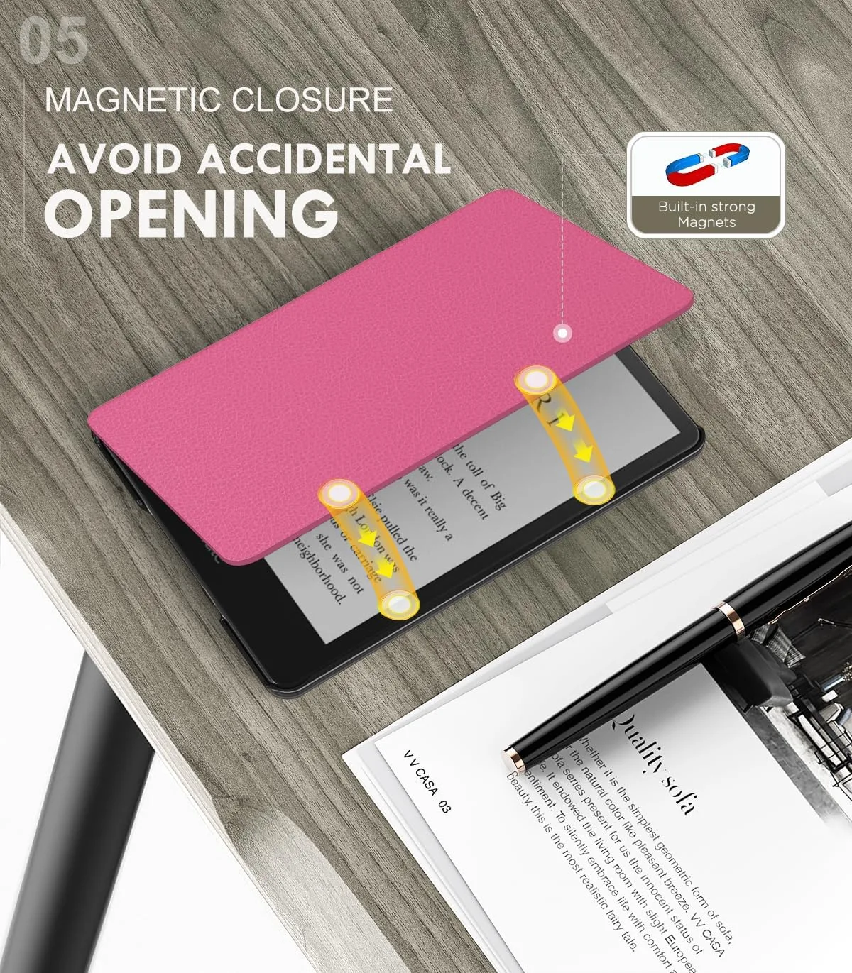 Moko Case for 7" Kindle Paperwhite 12th Gen 2024/Colorsoft, Raspberry