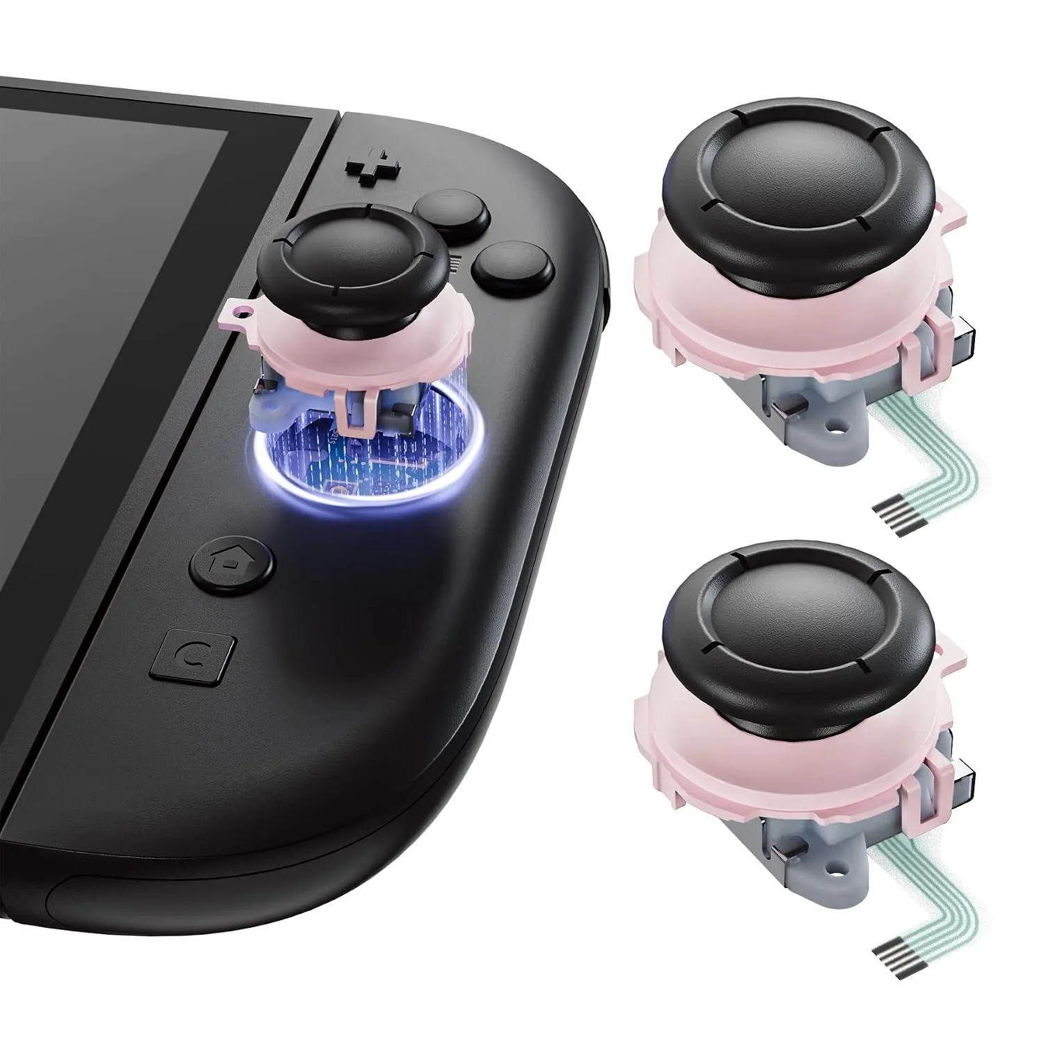 Joystick 3D de reemplazo eXtremeRate para Nintendo Switch 2 JoyCon Cherry Blossoms Pink