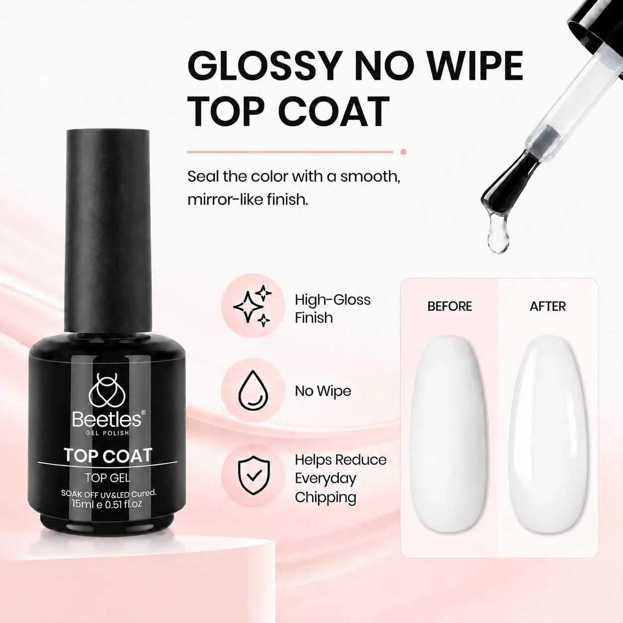 Beetles 3Pcs 15 ml White Gel Nail Polish with Gel Base and Top Coat Set