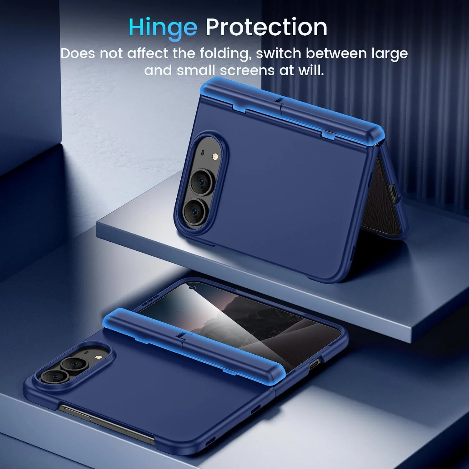 Magnetic for iPhone Duo Case with Screen Protector & Hidden Kickstand Blue