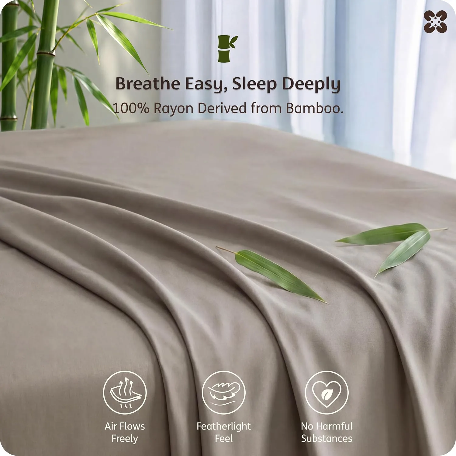 Bedsure PureWoven 100% Rayon Derived from Bamboo, Full Size Sheets, 4 PCS