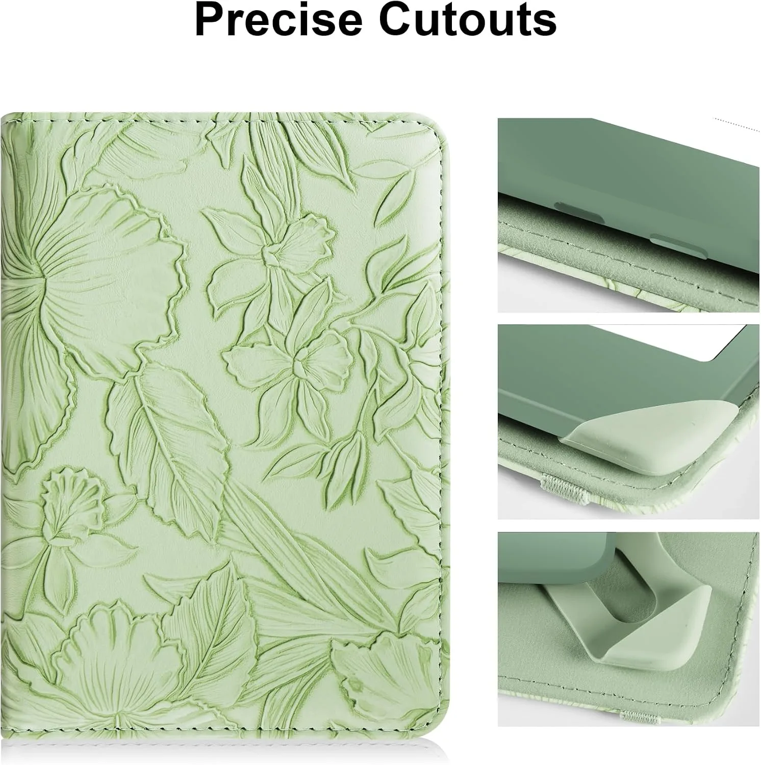 HoYiXi Universal Case for 6 inch Kindle eReader Compatible with Paperwhite(2015/2018)/Pocketbook and Tolino/Kobo Clara HD,6" eReader Protective Case Cover Elastic Rope,Green Leaves