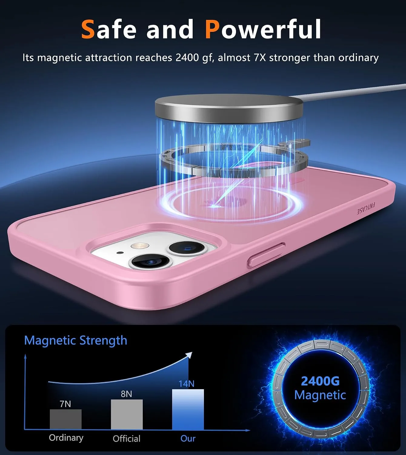FNTCASE for iPhone 12 / iPhone 12 Pro Case Fit for MagSafe Light Pink