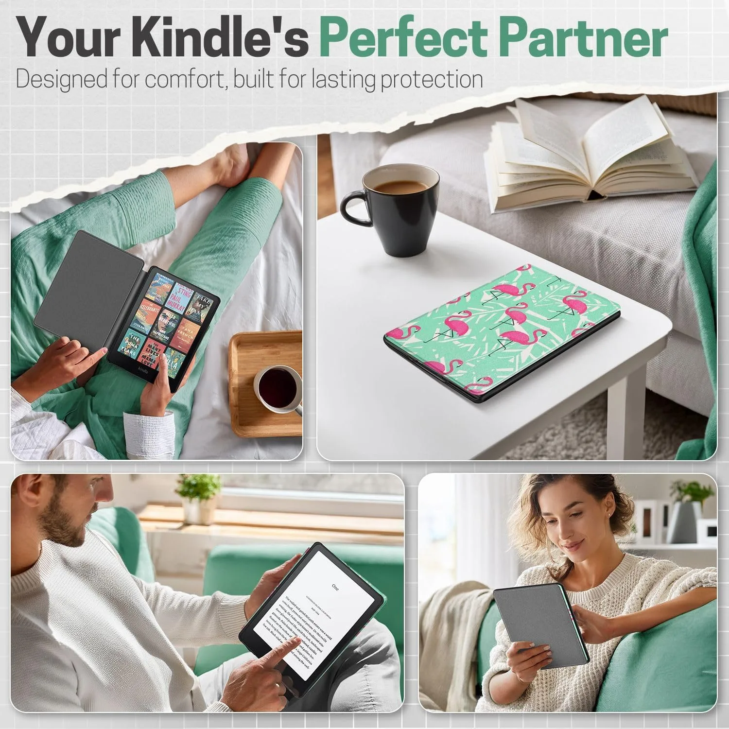 TNP Kindle Paperwhite 12th Gen Case, Colorsoft 7-Inch Cover, Flamingo