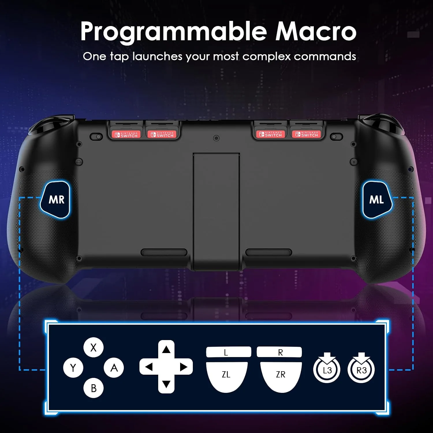 Moonag Switch Controllers Compatible with Nintendo Switch/OLED, Hall Effect One-Piece Controllers with 6-Axis Gyro, Motion Control, Wake-up, Dual Vibration, Turbo, 1000mAh Battery, Star