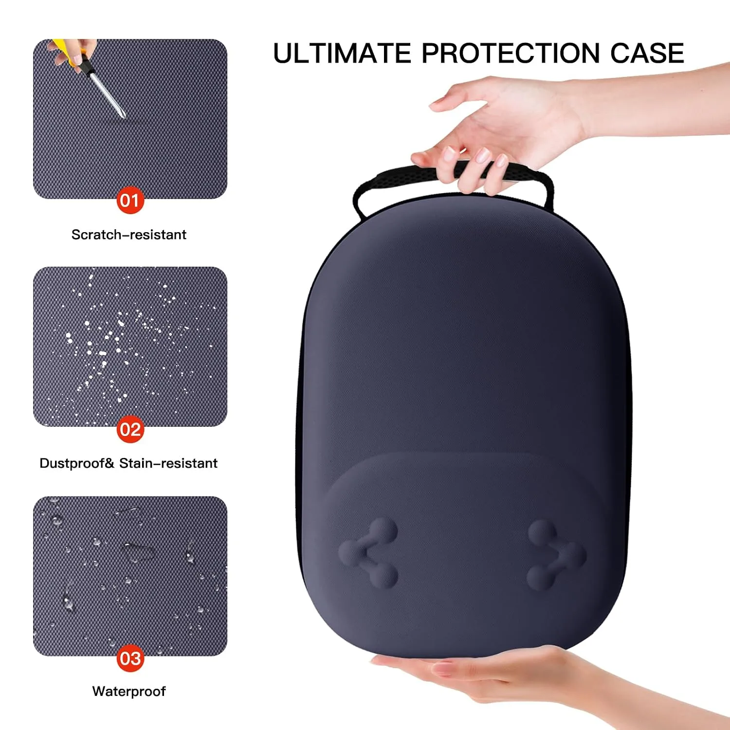 bibuks Hard Carrying Case Compatible with Oculus Meta Quest 3/3S,VR Headset Elite Strap and Touch Controller Accessories Carry Case,Hard Shell Travel Storage Bag (Blue)