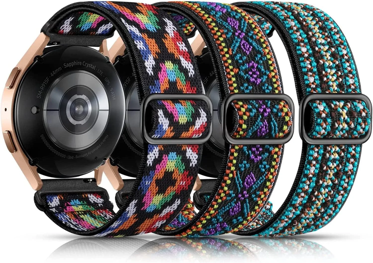 Lerobo Elastic Bands Compatible with Samsung Galaxy Watch 7 6/5 4 40mm 44mm/Watch 6 Classic 43mm 47mm/Watch 4 Classic Band 42mm 46mm/Active 2,3 Pack 20mm Soft Adjustable Nylon Breathable Sport Band