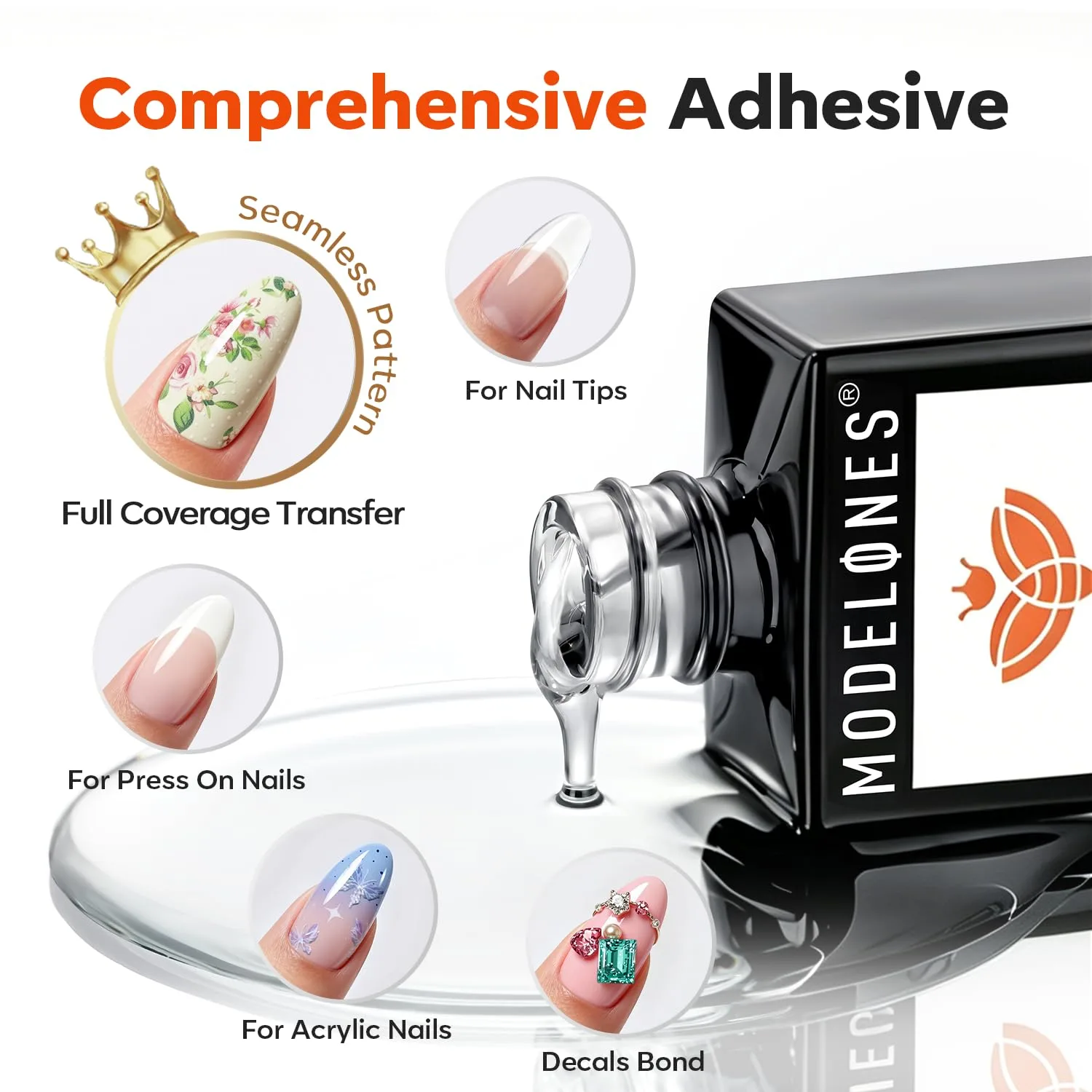 modelones Clear Nail Foil Glue Nail Art Transfer Gel Polish 15ML U V Cure