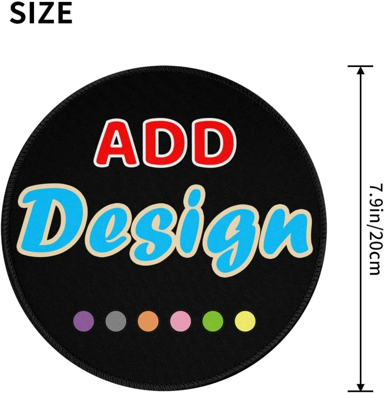 Custom Gaming Mouse Pad with Stitched Edge, Add Your Picture Text Logo, Non Slip for Home Office Work (Round 8in)