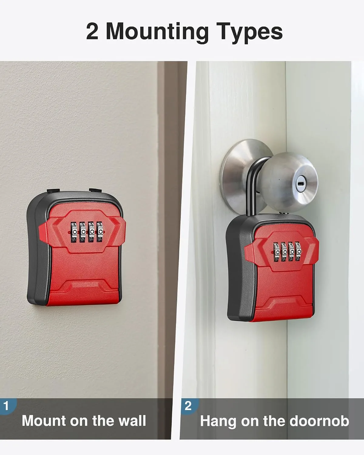 Puroma Key Lock Box for House Keys Combination Lockbox with Code, 1 Red