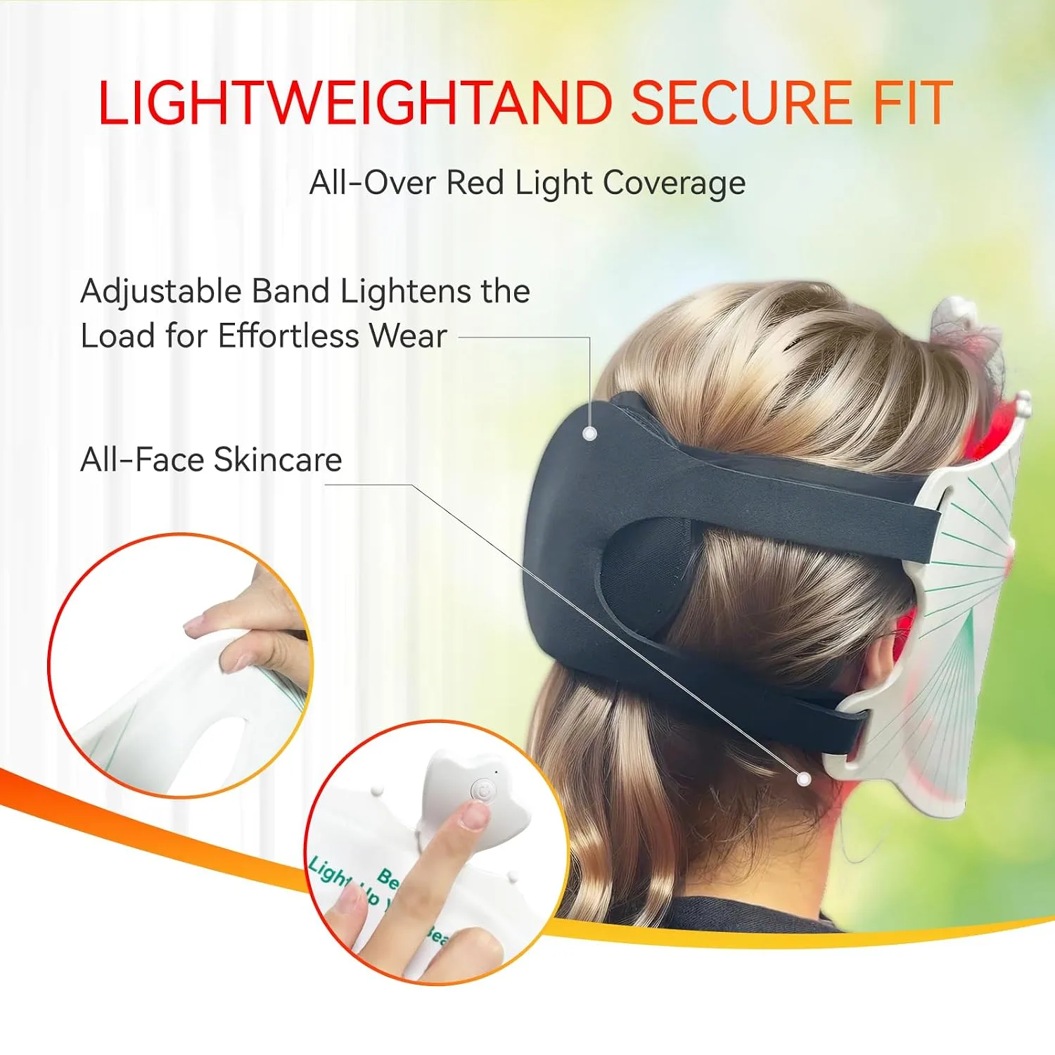 Red Light Therapy Mask for Face – Non-Medical LED Light Device for Skin Care & Healthy Glow – Home Use Facial Mask with Adjustable Fit – Comfortable Reusable Design (Flower Green)