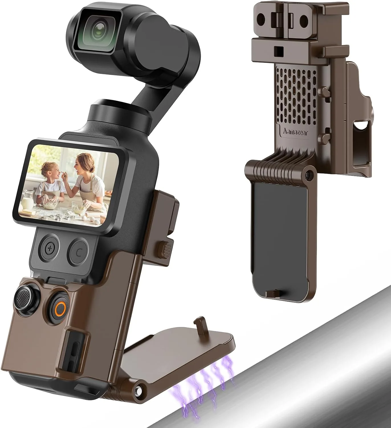 Soporte magnético Amazear para DJI Osmo Pocket 4 y modelos compatibles color marrón