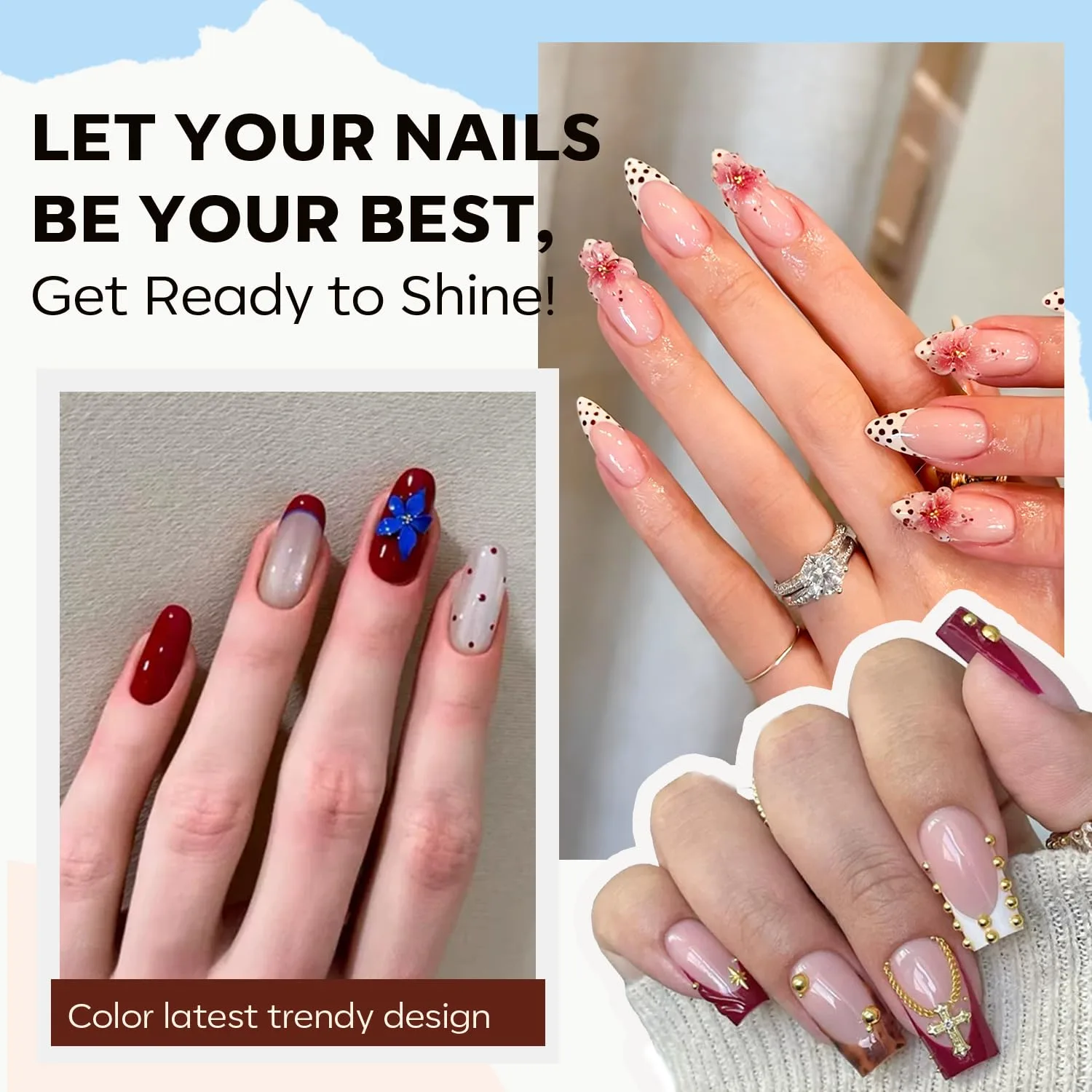 modelones Gel Nail Polish Set 6Colors Jelly Nude Burgundy Hot Pink Blue