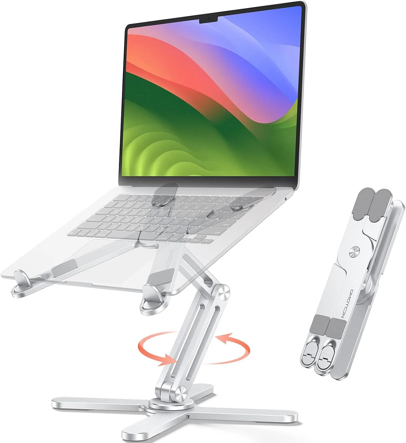 Base para laptop Omoton LA10 giratoria 360° plegable para escritorio color aluminio