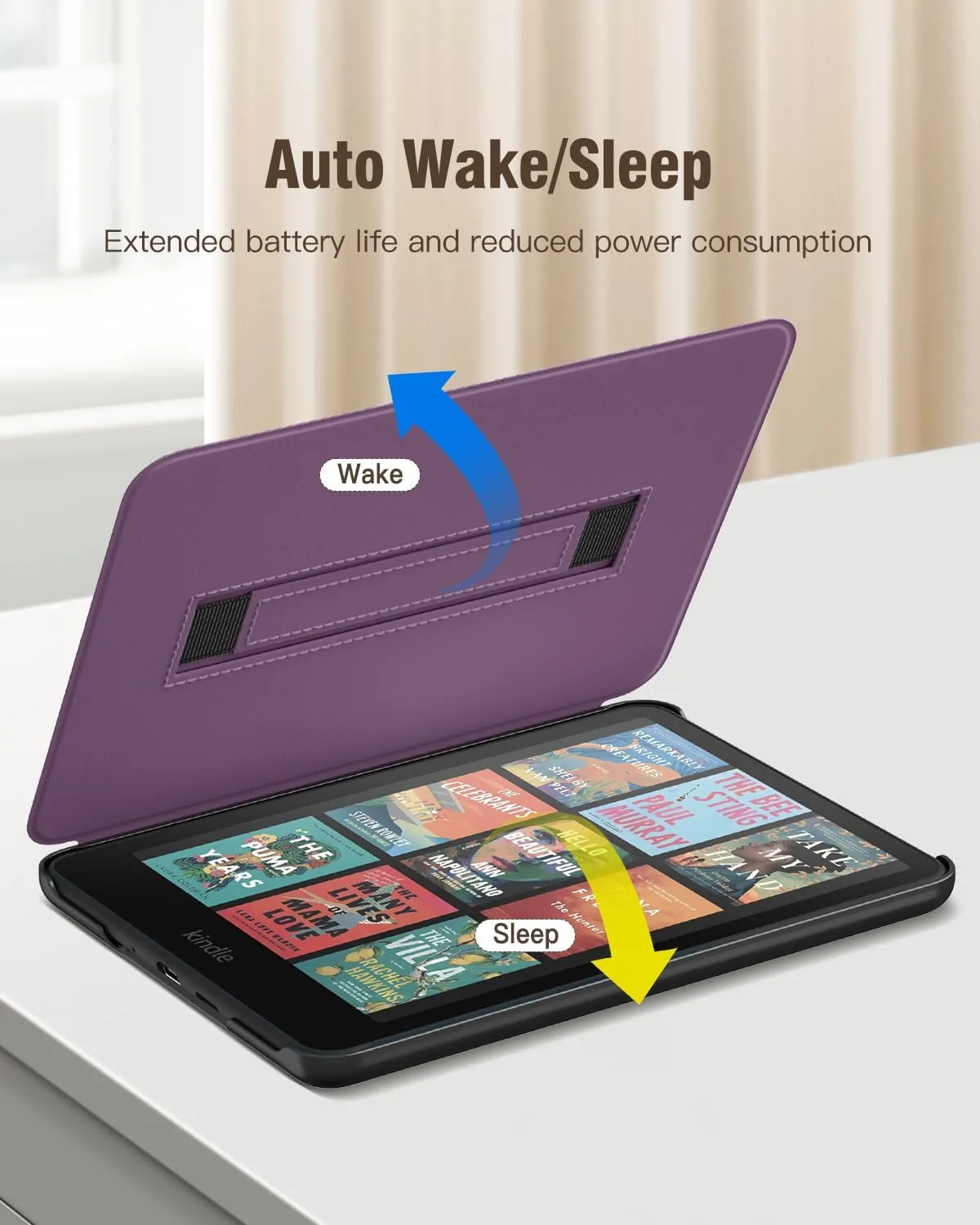 MoKo Case for 7" Kindle Paperwhite 12th Gen 2024, Lychee Deep Purple