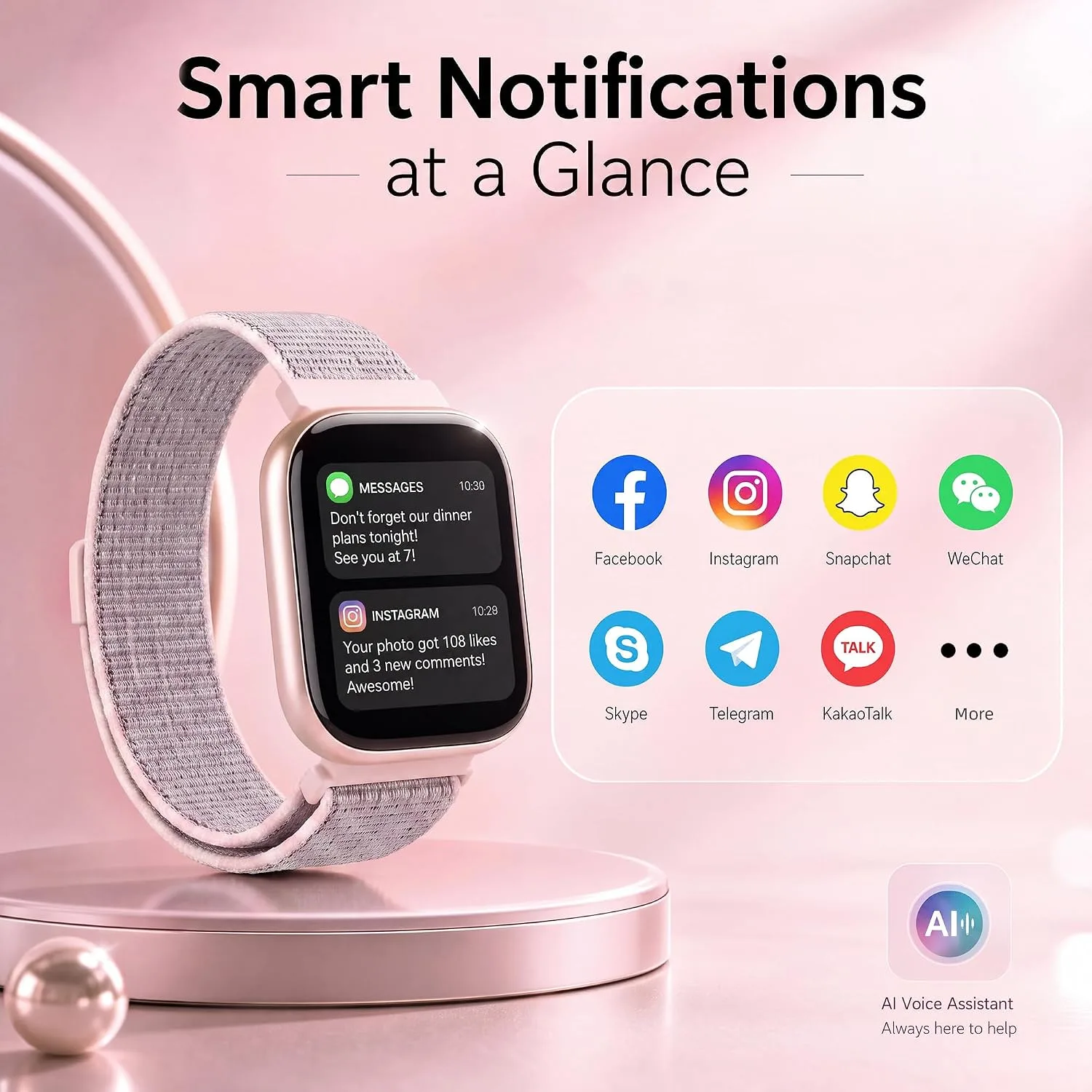 Smart Watch for Women, 1.83"HD Fitness Trackers with Answer/Calls, 2 Bands