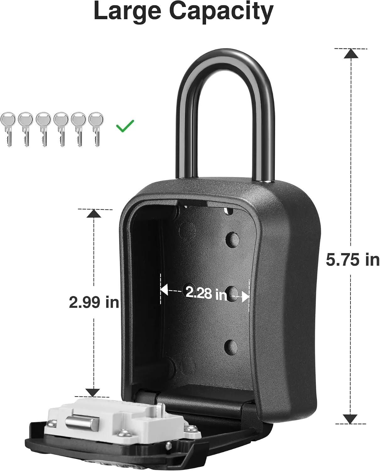 Puroma Key Lock Box for House Keys Combination Lockbox with Code, 1 Black