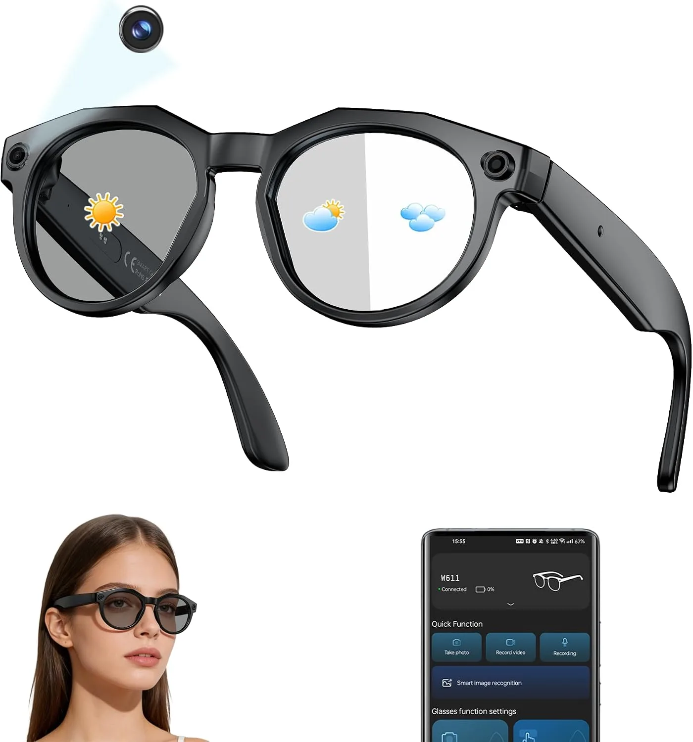 AI Smart Glasses with Camera: POV Vlogging Capture & Open-Ear Audio