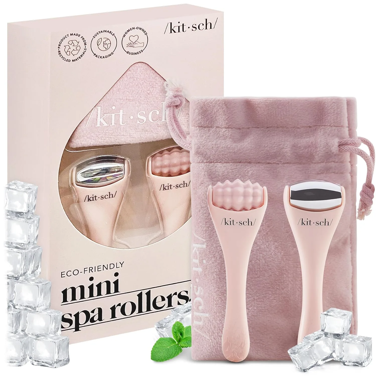 Rodillo facial Kitsch Mini Ice Roller para rostro color rubor