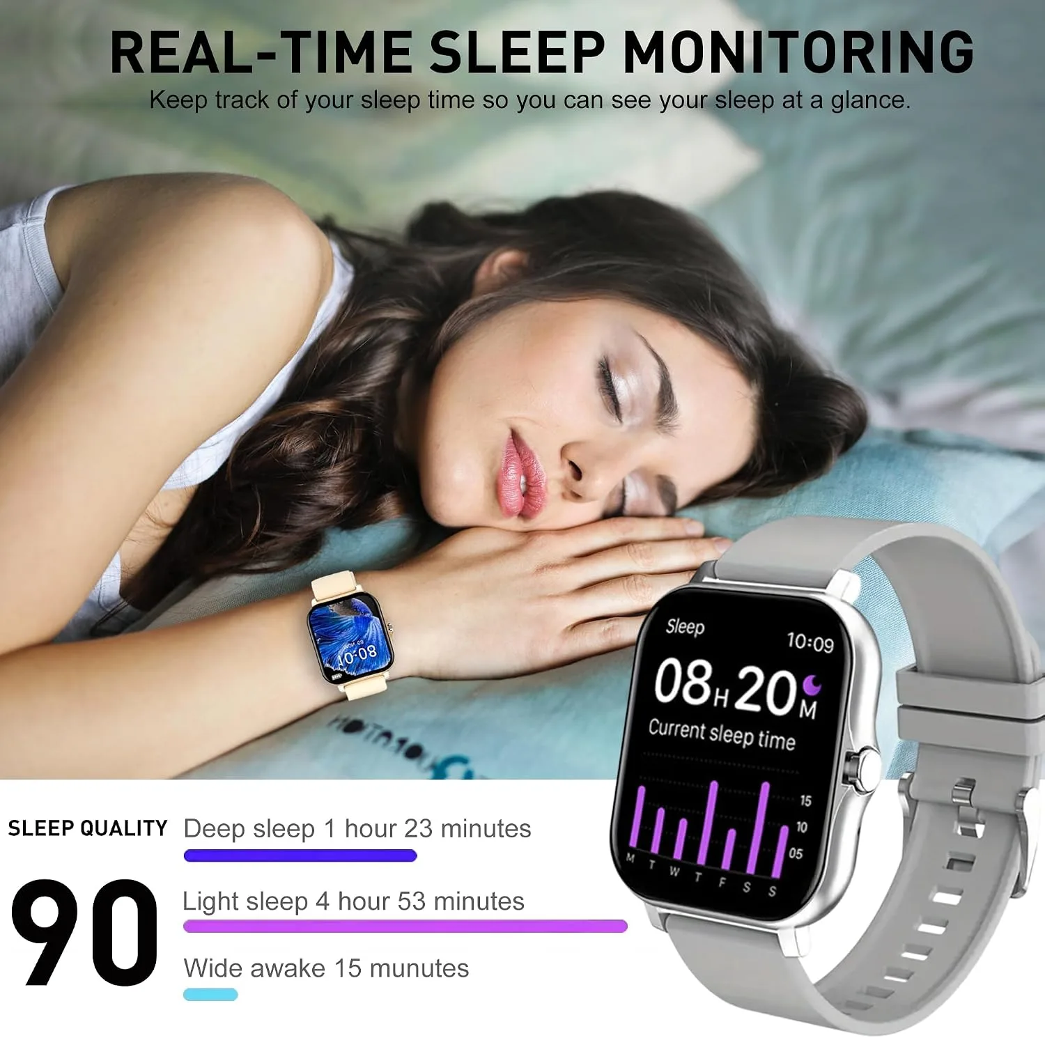 Smart Watch, 1.81" Upgraded Full Touchscreen Smart Watch for Android iPhones with Bluetooth Call, Sleep Tracker, Multiple Sports Fitness Tracker with Smart Watches for Women Men (Silver)