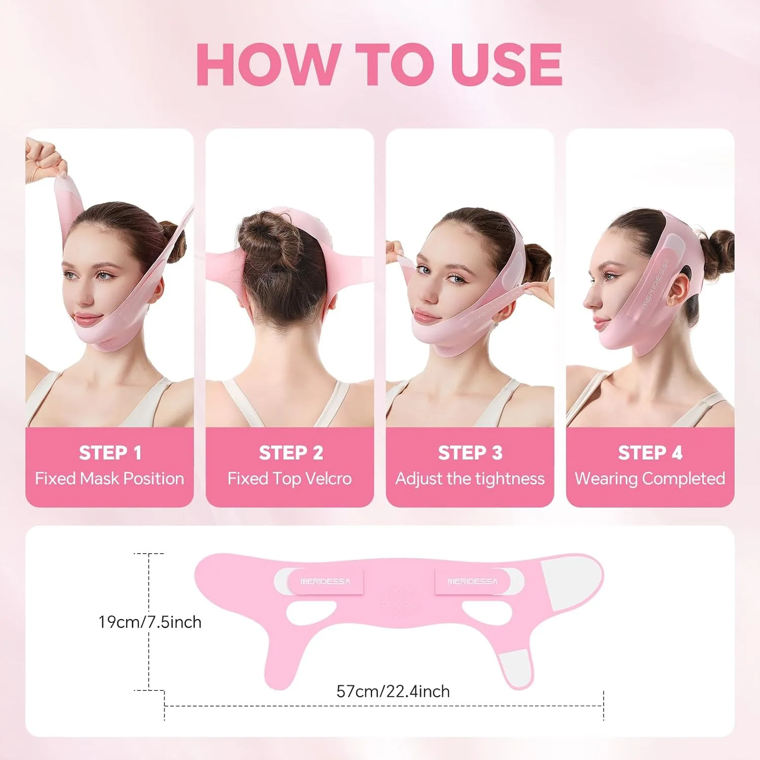 V-Lift Pro V-Line Lifting Face Mask - Anti-Wrinkle & Face Contouring Wearable Band, Double Chin Reducer for Sculpted Jawline, Seamless Design with Breathable Fabric (Pink)