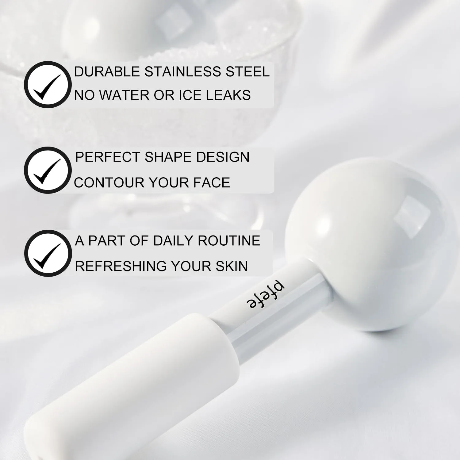 pfefe Ice Globes for Face & Eyes, Unbreakable Stainless Steel Cryo Sticks for Beauty Routines, Facials Cold Roller Cooling Globes for Puffiness, Wrinkles, Dark Circles, Headaches