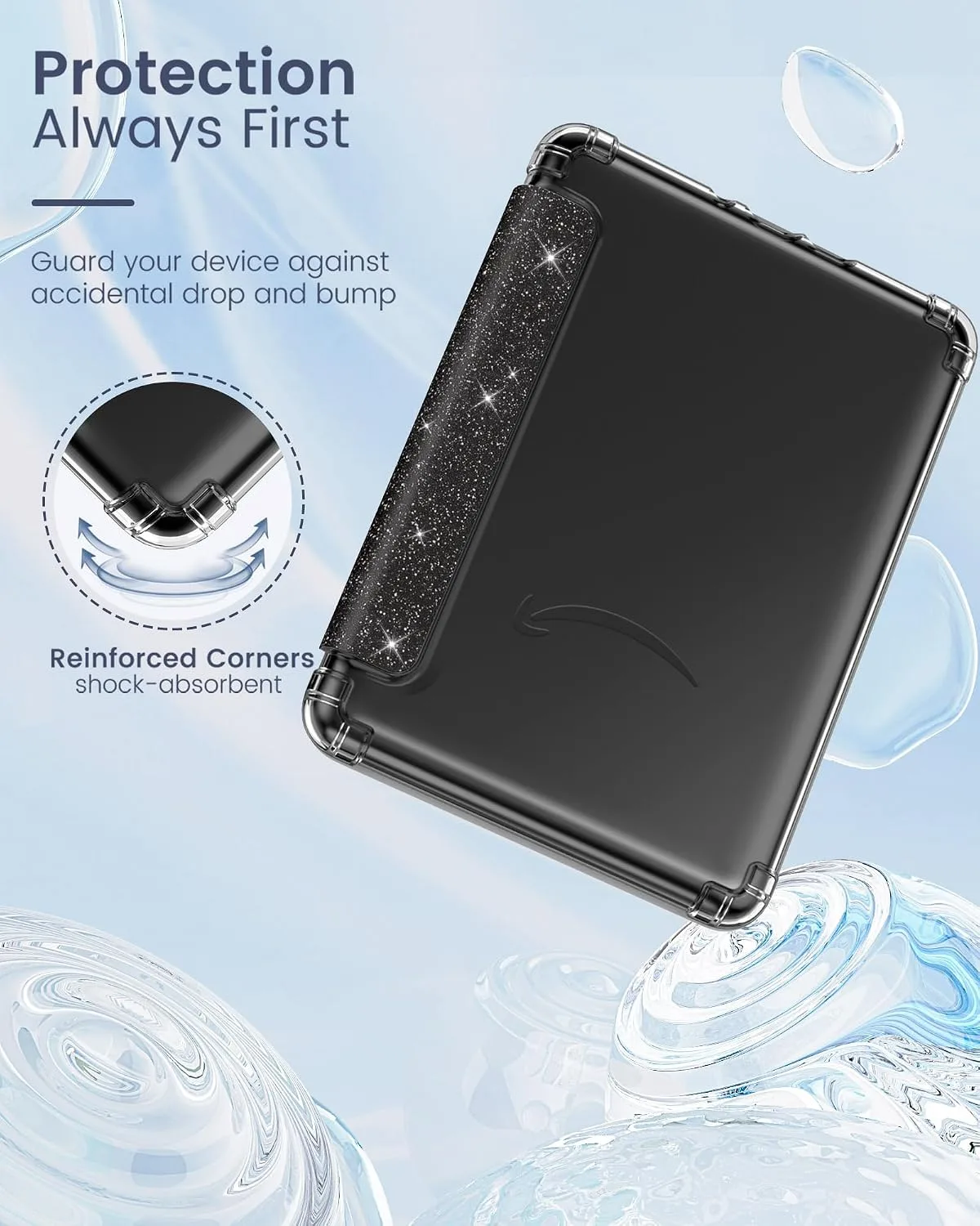 MoKo Case for Kindle Paperwhite 12th Gen & Colorsoft 2024, Black & Glitter