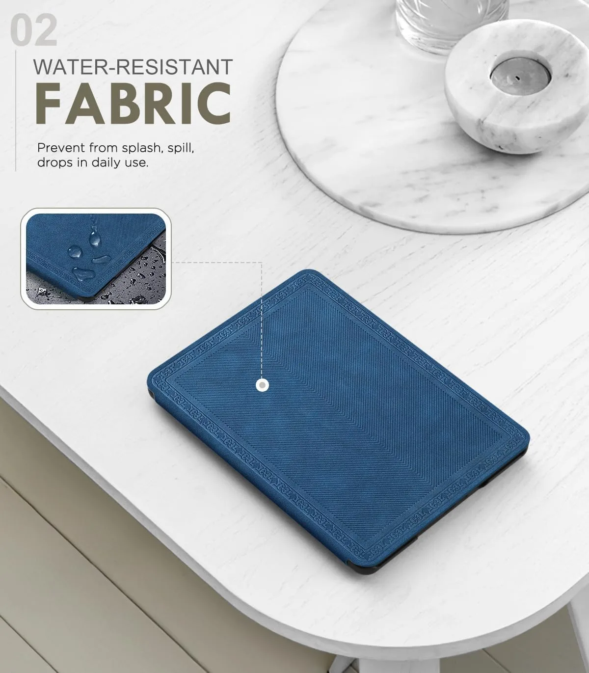 MoKo Case for 7" Kindle Paperwhite 12th Gen 2024/Colorsoft,Blue Retro Twill