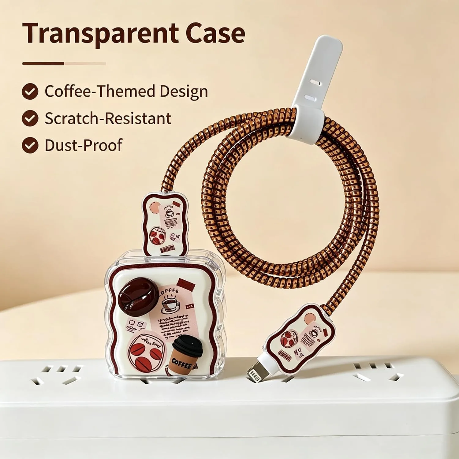 Compatible with iPhone 18W/20W USB-C Charger Protector Cover, 3D Cute Cartoon Charger Case for Apple iPhone 20W USB-C Power Adapter and Lightning Cable Protective Wire Saver (Coffee Bread)
