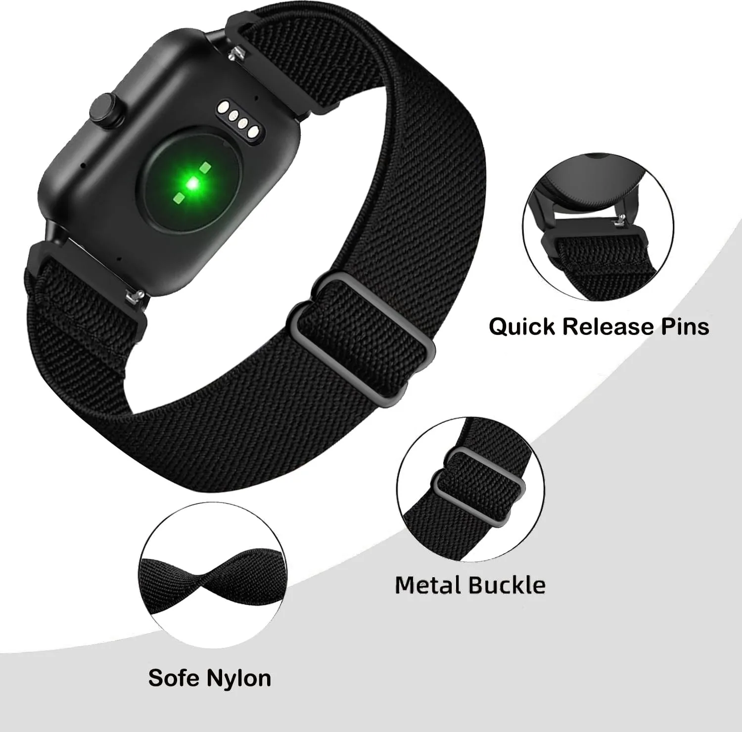 4 Pack Stretchy Watch Bands Compatible with Woneligo/Fitpolo Smart Watch IDW13, 22mm Loop Nylon Elastic Fabric Strap for FITVII H56/ENOMIR ID208BT/TOOBUR IDW16/MILOUZ IDW19 Watch Women Men