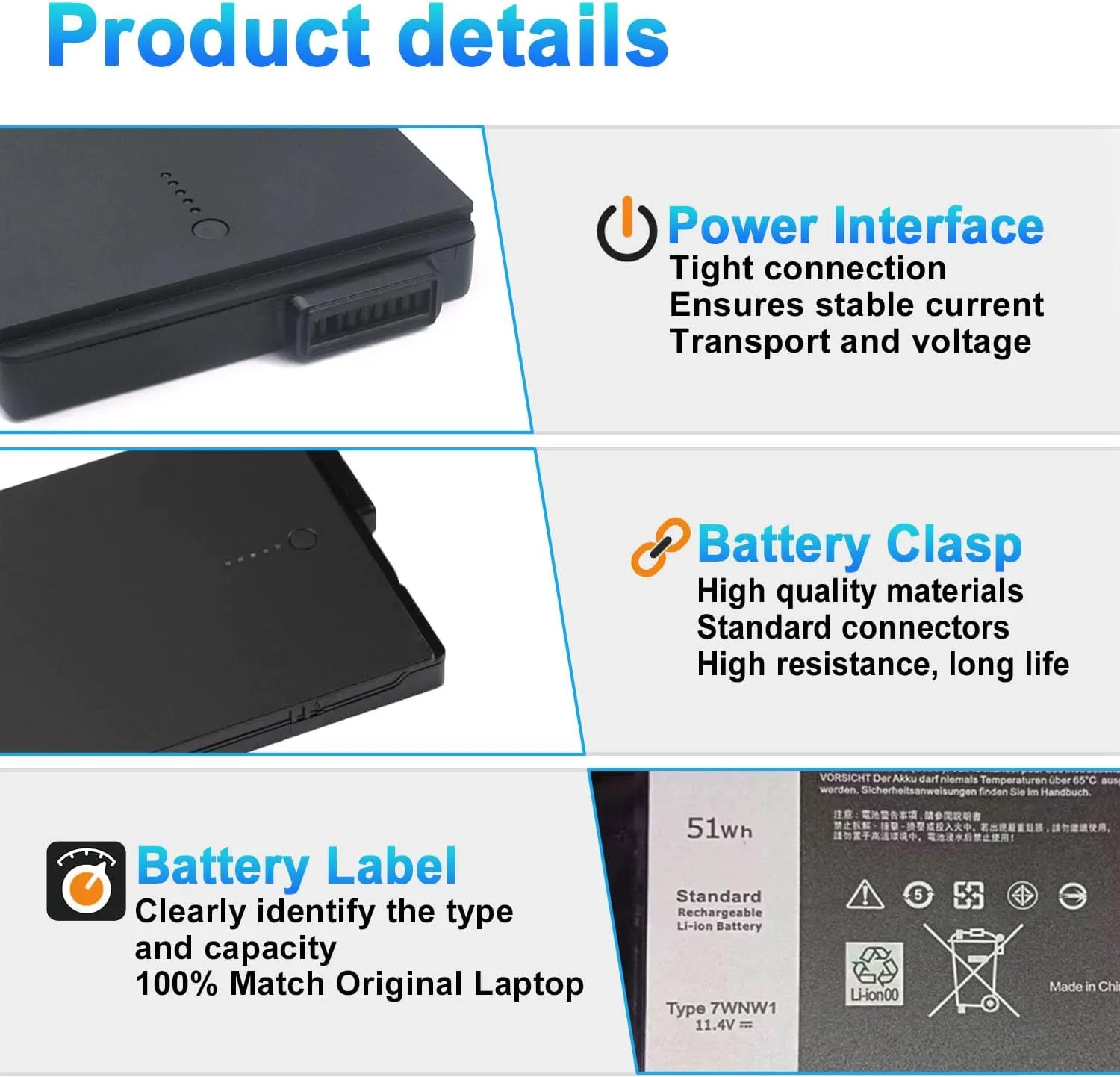 7WNW1 Laptop Battery for Dell Latitude 5420 5424 7424 Rugged Extreme
