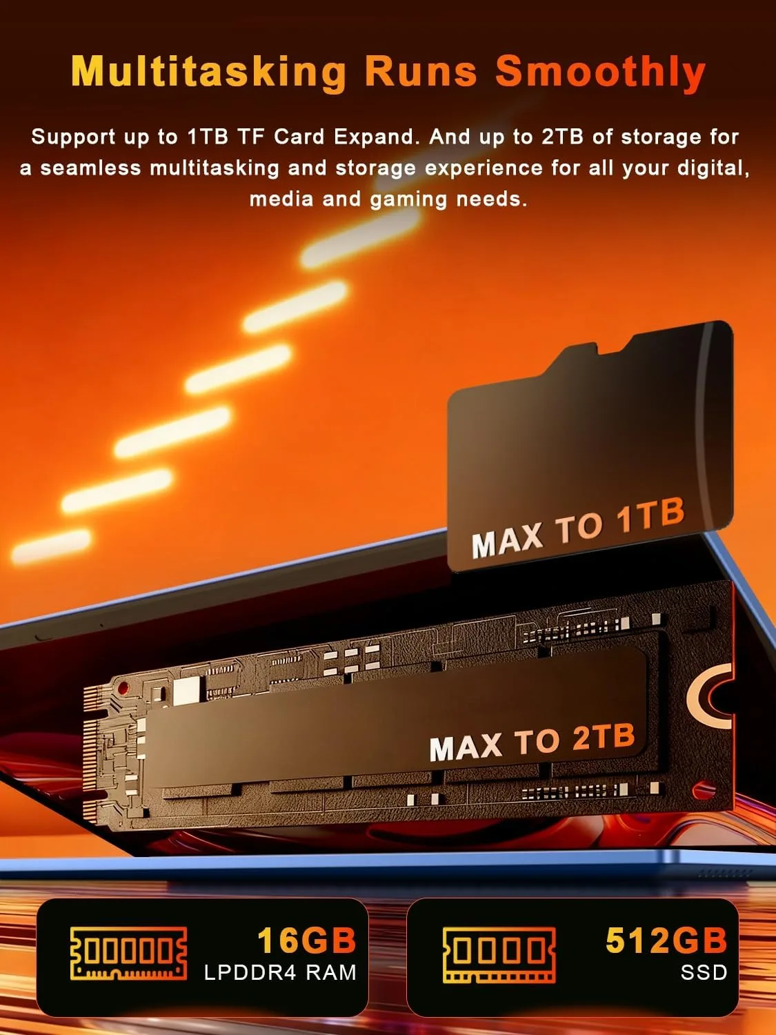 XNQ Laptop Computer, Gaming Lap top PC 2026, Core i5 Turbo 3.80GHz, 16 Inch 3072 * 1920 Display, 8000mAh Battery, 16GB RAM 1TB TF Expand, 512GB SSD, Backlit, Type-C, Privacy Care, WiFi6 Win 11 pro