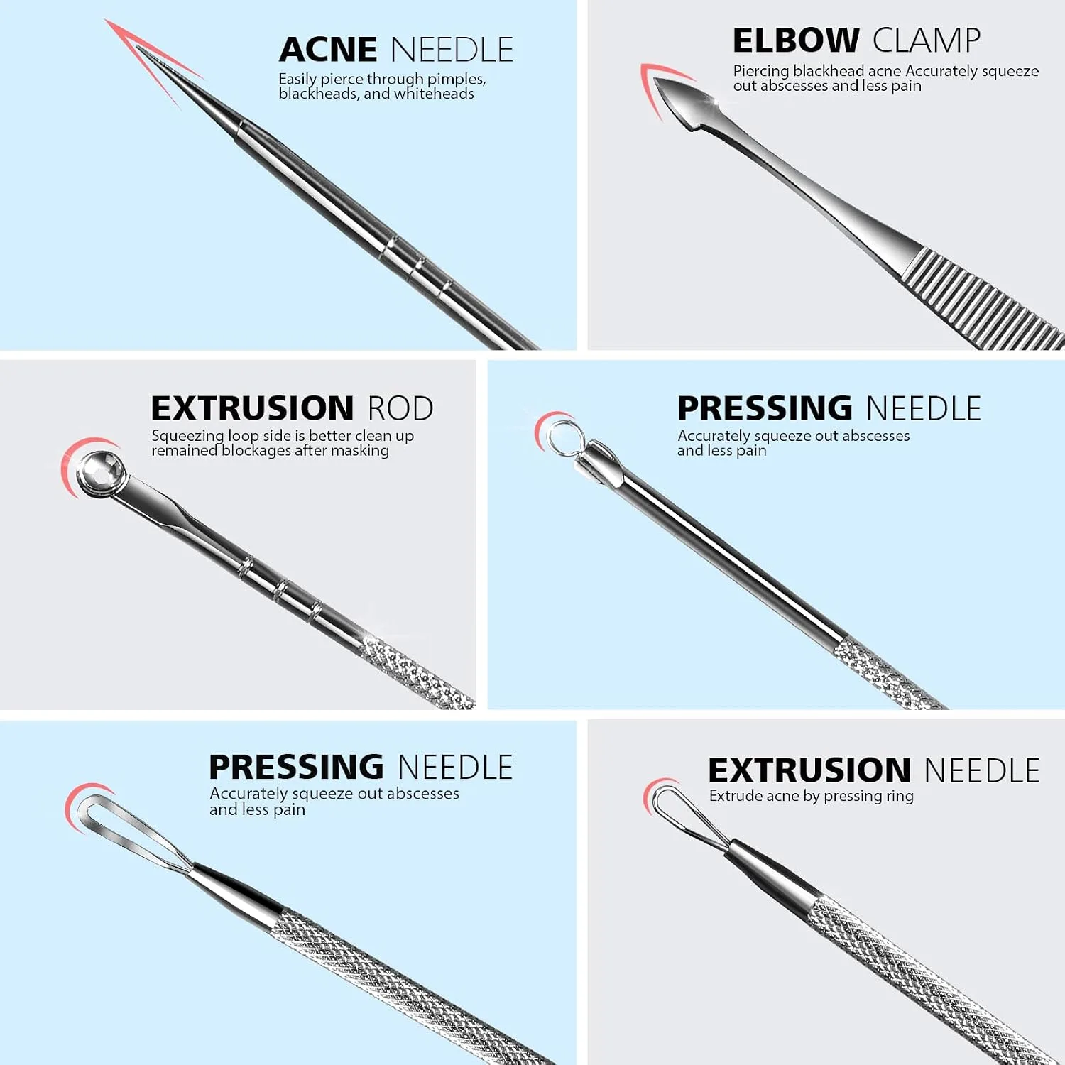 Teenitor 7 in 1 Pimple Popper Tool Kit Blackhead Remover Tools Blackhead Extractor, Pimple Extractor Pimple Popper Tool Zit Popper Tool Acne Tools Comedone Extractor Black Head Remover