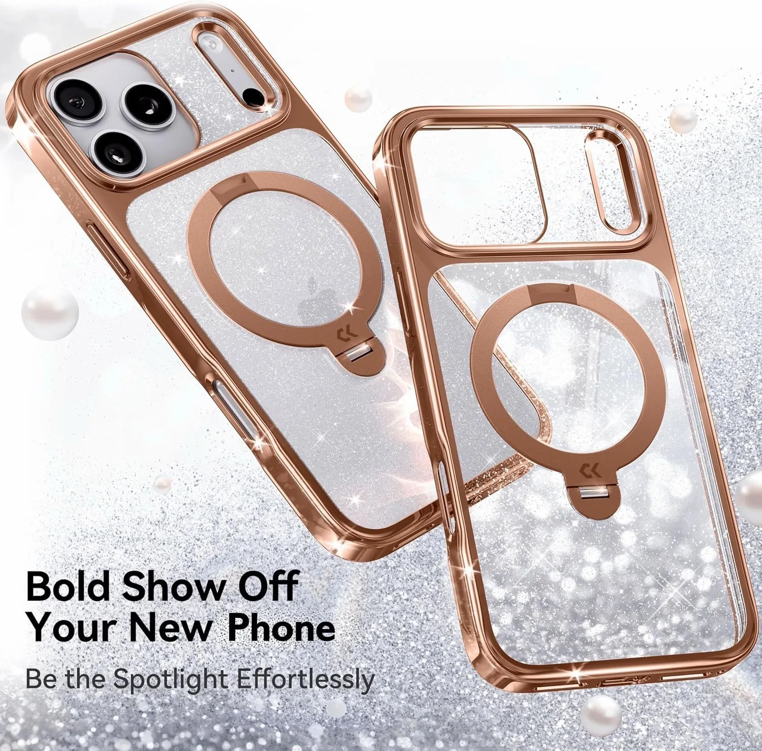 CASEKOO Rose Gold Sparkle for iPhone 18 Pro / 17 Pro Case