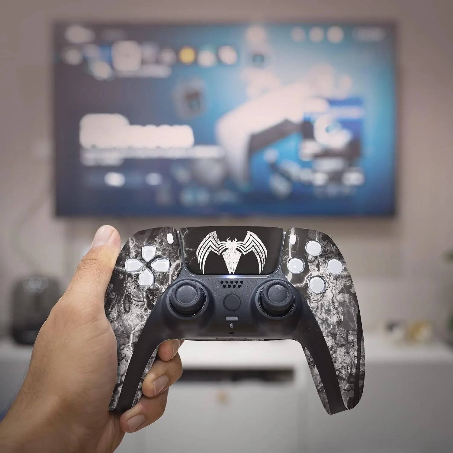 Vennom Custom PS-5 Controller Wireless compatible with Play-Station 5 Console by BCB Controllers | Proudly Customized in USA with Permanent HYDRO-DIP Printing (NOT JUST A SKIN)