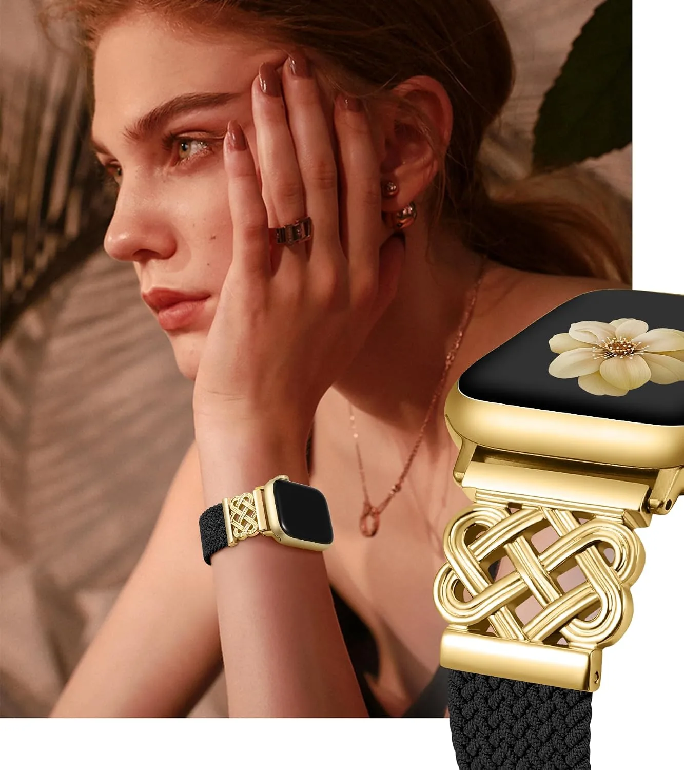 Braided Stretchy Band with Magnetic Clasp for Apple Watch Bands Women Men
